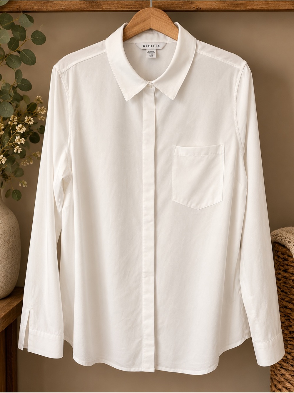 Athleta Midday Relaxed Poplin Button-Up Shirt Women’s Size Large Top Travel